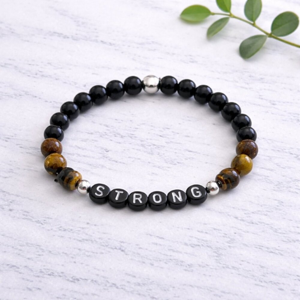 STRONG Obsidian and Tiger's Eye Bracelet 6mm Beads Jewelry Gift Ready